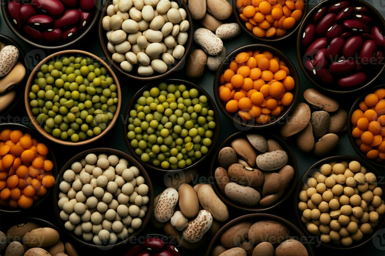 vários legumes e feijões venha juntos para crio uma harmonioso sortimento ai gerado foto