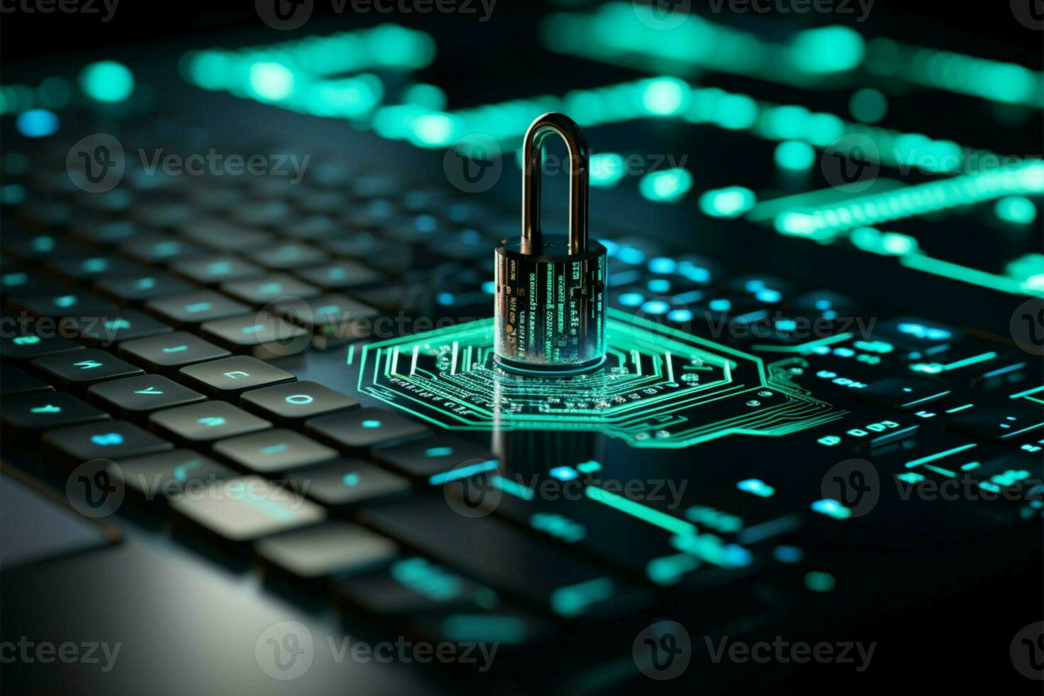 seguro Conecte-se através computador teclados é fundamental dentro cíber segurança práticas ai gerado foto