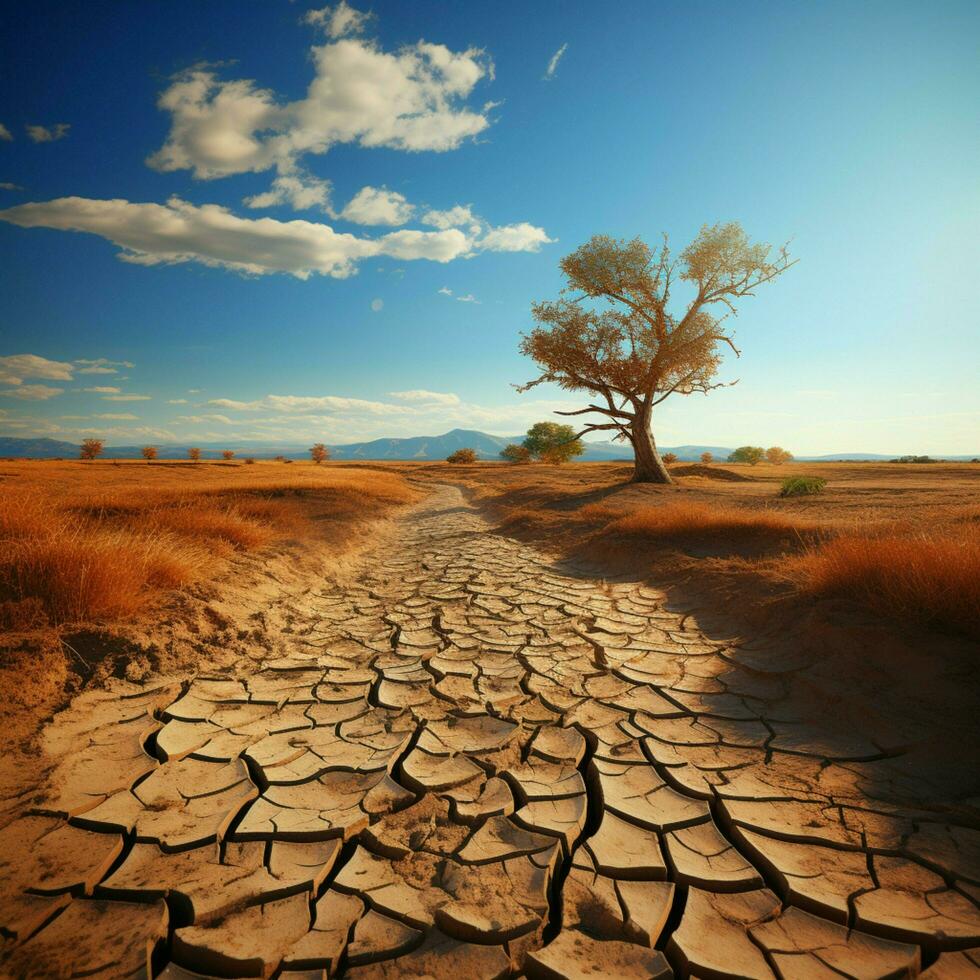 desertos apuro rachado, ressecado solo reflete clima alterar severo impacto em terra para social meios de comunicação postar Tamanho ai gerado foto