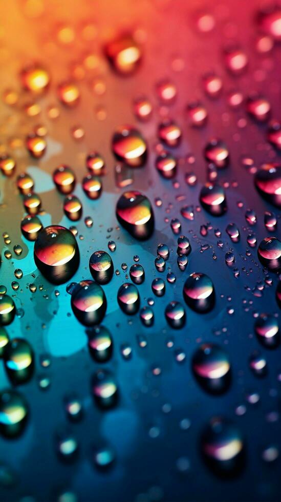 delicado pingos de chuva graça uma gradiente misturado cor fundo, criando visual contraste vertical Móvel papel de parede ai gerado foto