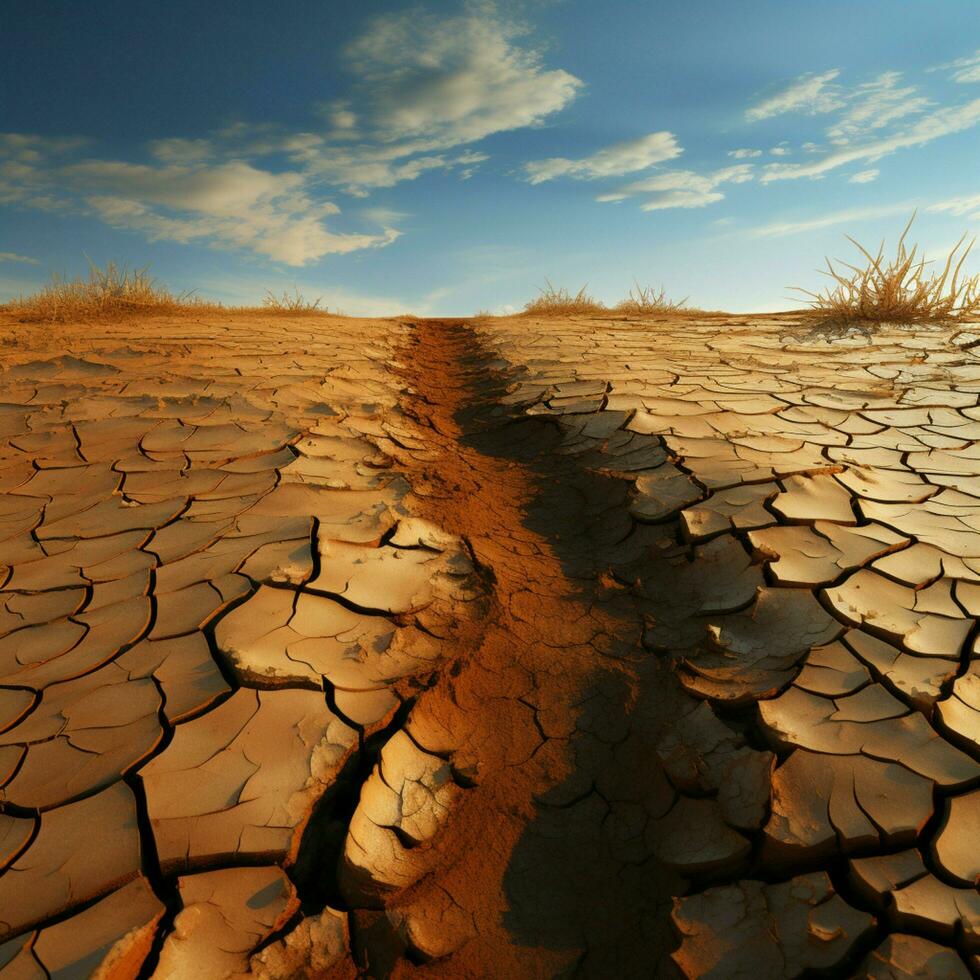 climas marca rachado deserto terra expõe severo impacto do mudando meio Ambiente para social meios de comunicação postar Tamanho ai gerado foto