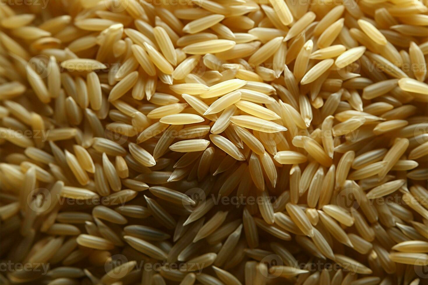 Individual arroz grãos artisticamente espalhados através uma mesas superfície ai gerado foto