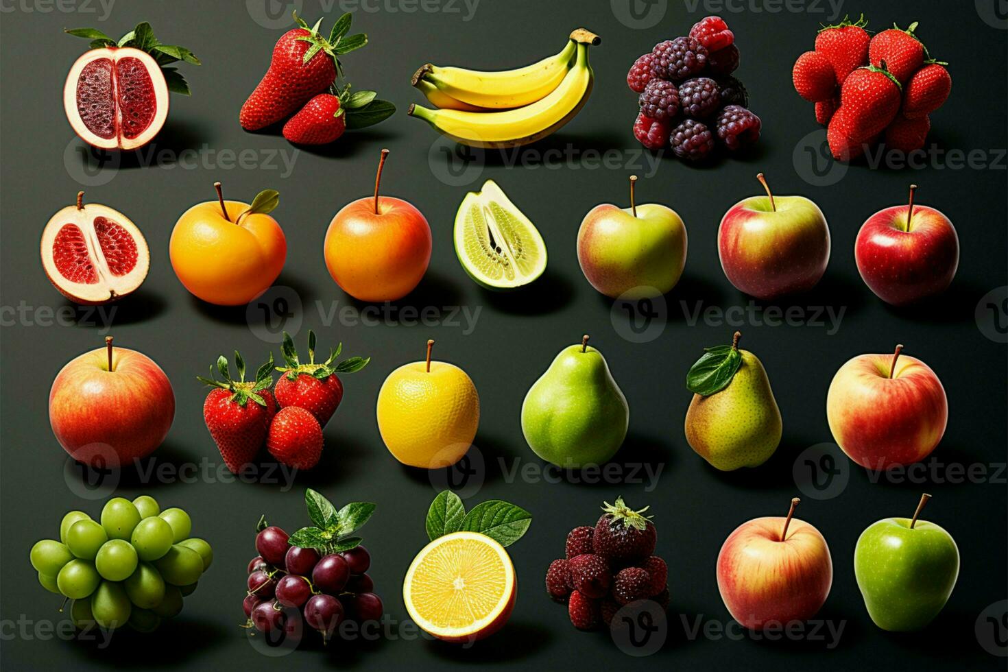 coleção instantâneo exibindo uma variedade do diferente fruta tipos ai gerado foto