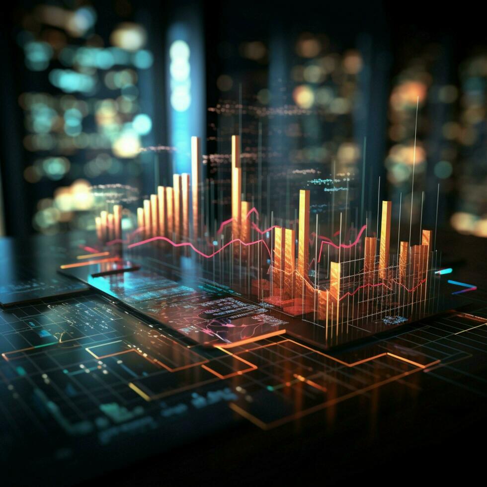 visualizando tendências negócios, estoque mercado dados criativamente representado para intuições para social meios de comunicação postar Tamanho ai gerado foto