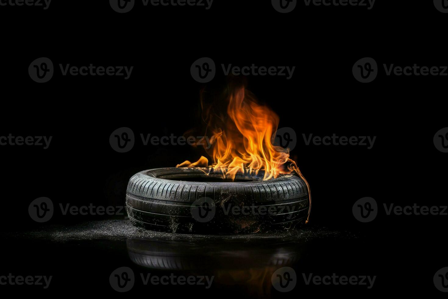 carro pneu dentro fogo em Preto fundo. gerar ai foto