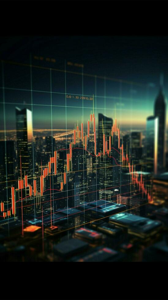 gráfico e gráfico pano de fundo incorpora forex negociação, mercado dinâmica, e investimento conceitos vertical Móvel papel de parede ai gerado foto