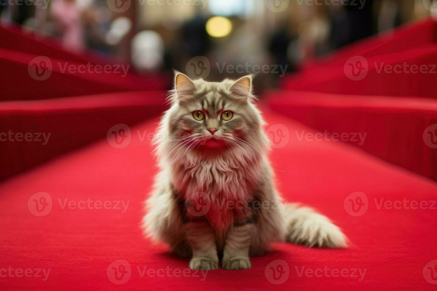 ornamentado vermelho tapete para famoso gato. gerar ai foto