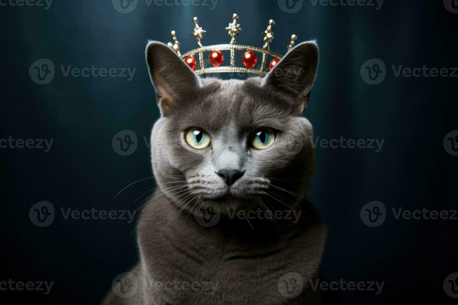 russo azul gato com 2023 tiara para Novo ano fundo com esvaziar espaço para texto foto