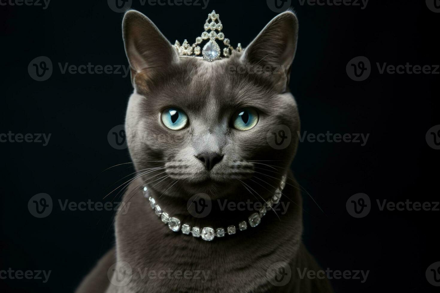 Novo anos russo azul gato com 2023 tiara e colar isolado em uma branco fundo foto