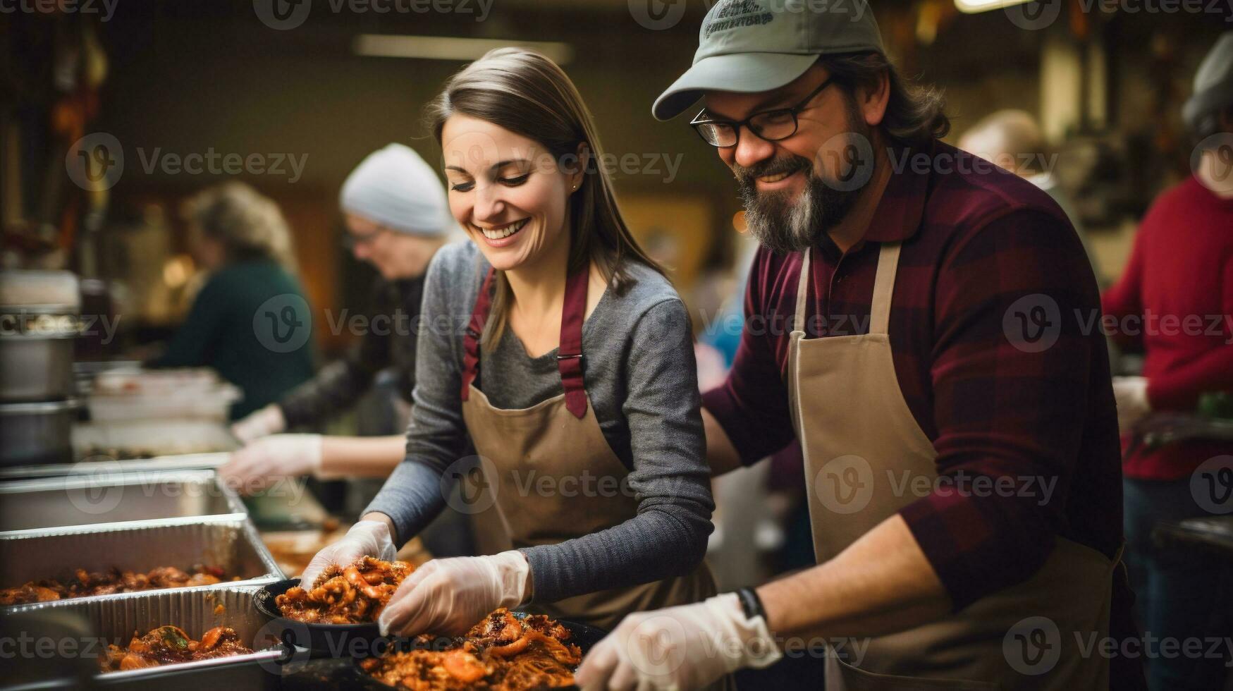 ai generativo. refeições serviço dentro uma restaurante, chefs servindo pratos foto