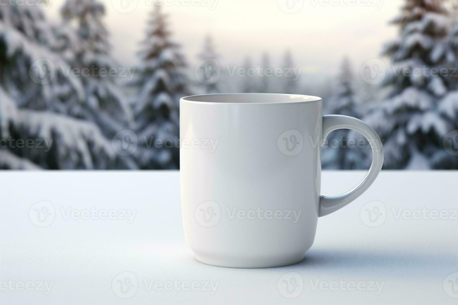 ai generativo. branco caneca em a fundo do a inverno panorama foto