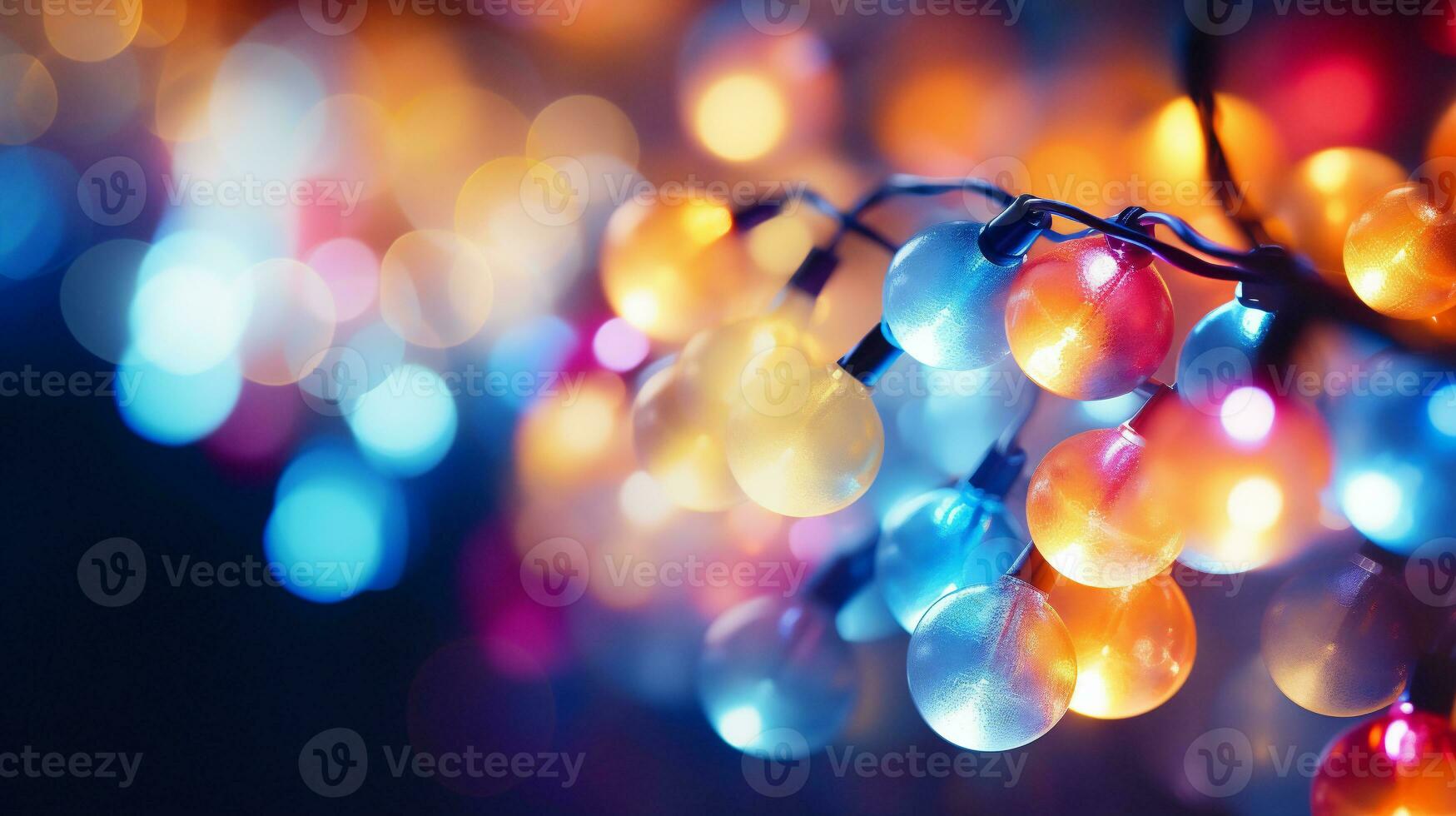 ai generativo. Natal luzes em a bokeh fundo. Natal e Novo ano fundo. foto