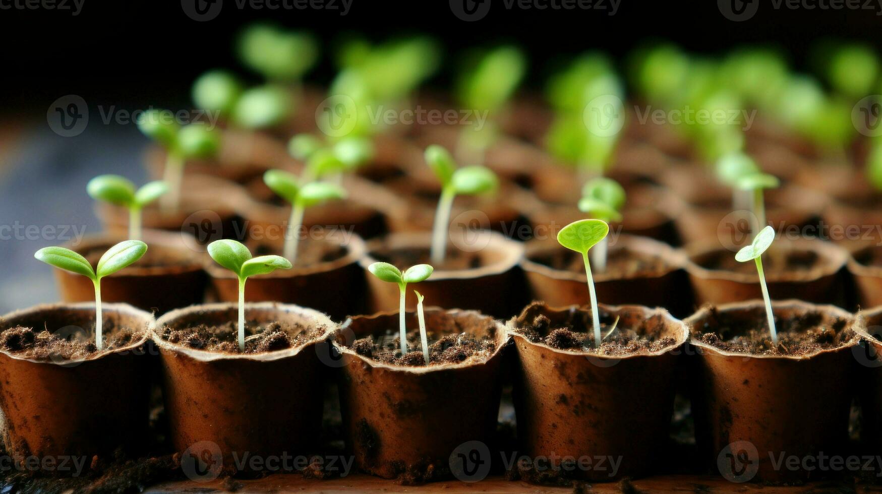 jovem plantas pronto para transplantação dentro uma berçário.. generativo ai foto