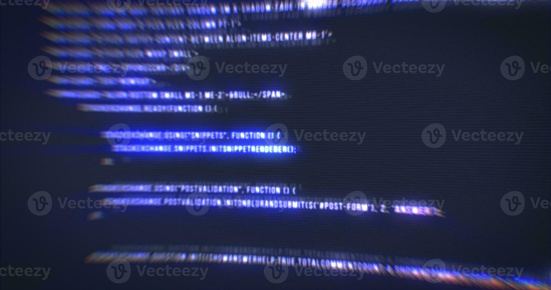 a processo do escrevendo uma digital código de uma programador dentro uma programação linguagem, brilhando cartas e números. fazer computador programas azul fundo foto