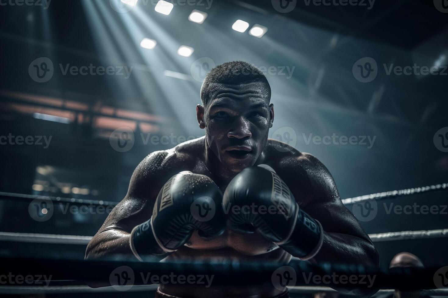 uma boxer dentro uma boxe anel foto