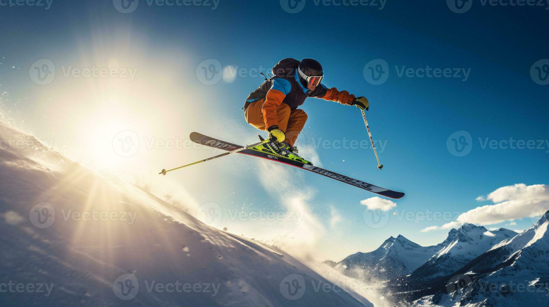 ai generativo inverno extremo Esportes legal tiro do esqui dentro movimento foto