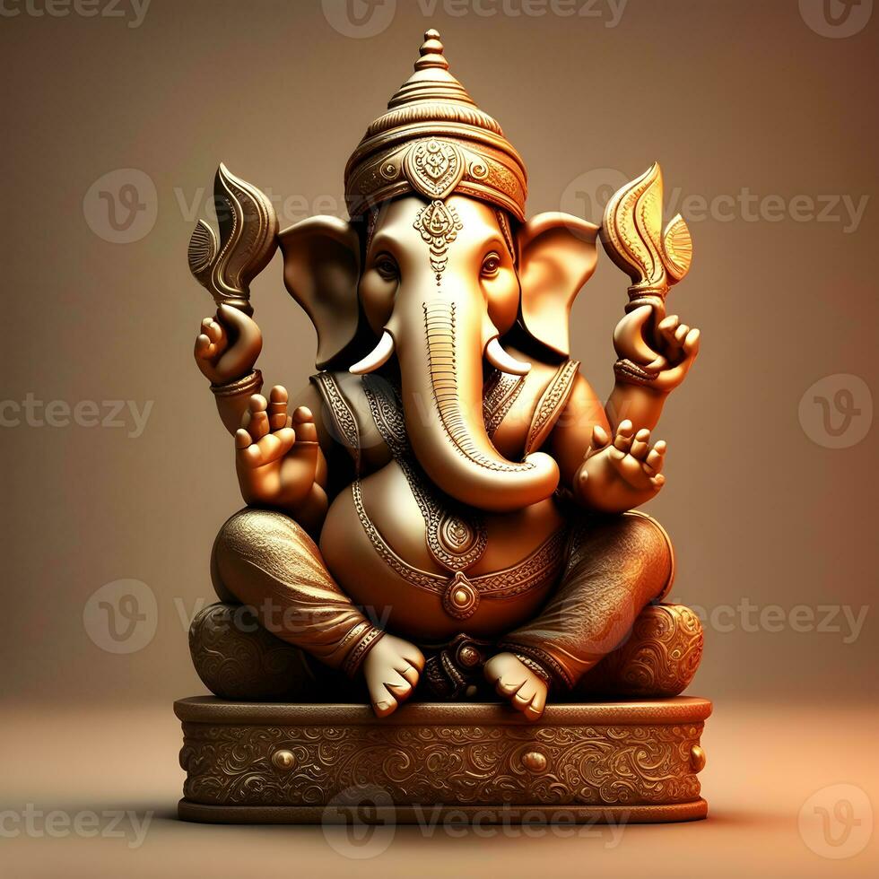 ganesh - senhor-hindu-ganesha-em-fundo-decorativo - pôster gráfico-arte moderna, senhor ganesha escultura com decorativo elementos - ai generativo foto