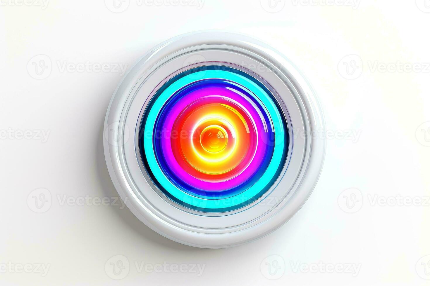 abstrato Alto tecnologia multicolorido botão em branco fundo, generativo ai foto