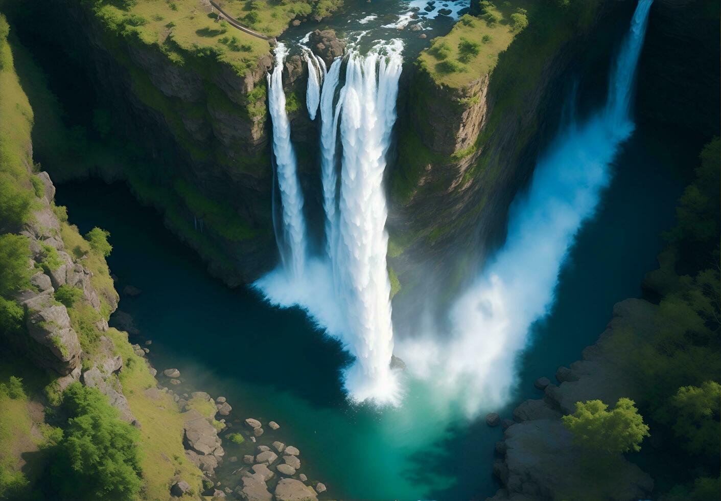 lindo e confortável cascata imagem, ai gerado foto