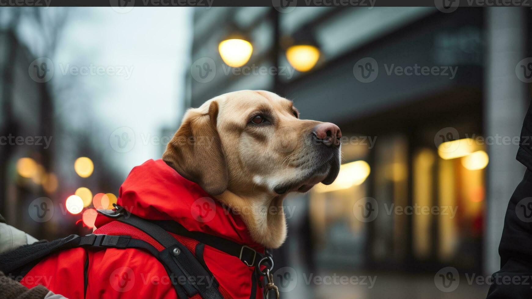 guia cachorro assistente para uma cego pessoa ai generativo foto