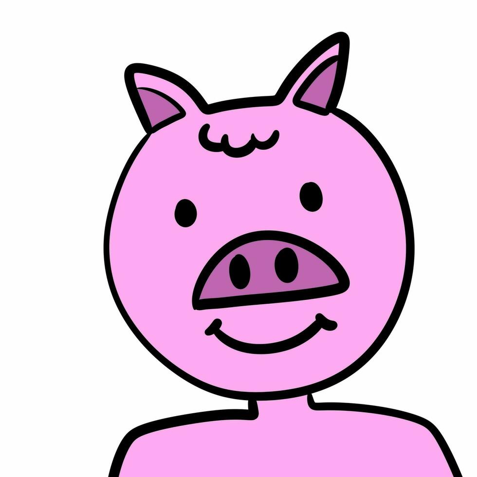 fofa desenho animado porco com grande olhos foto
