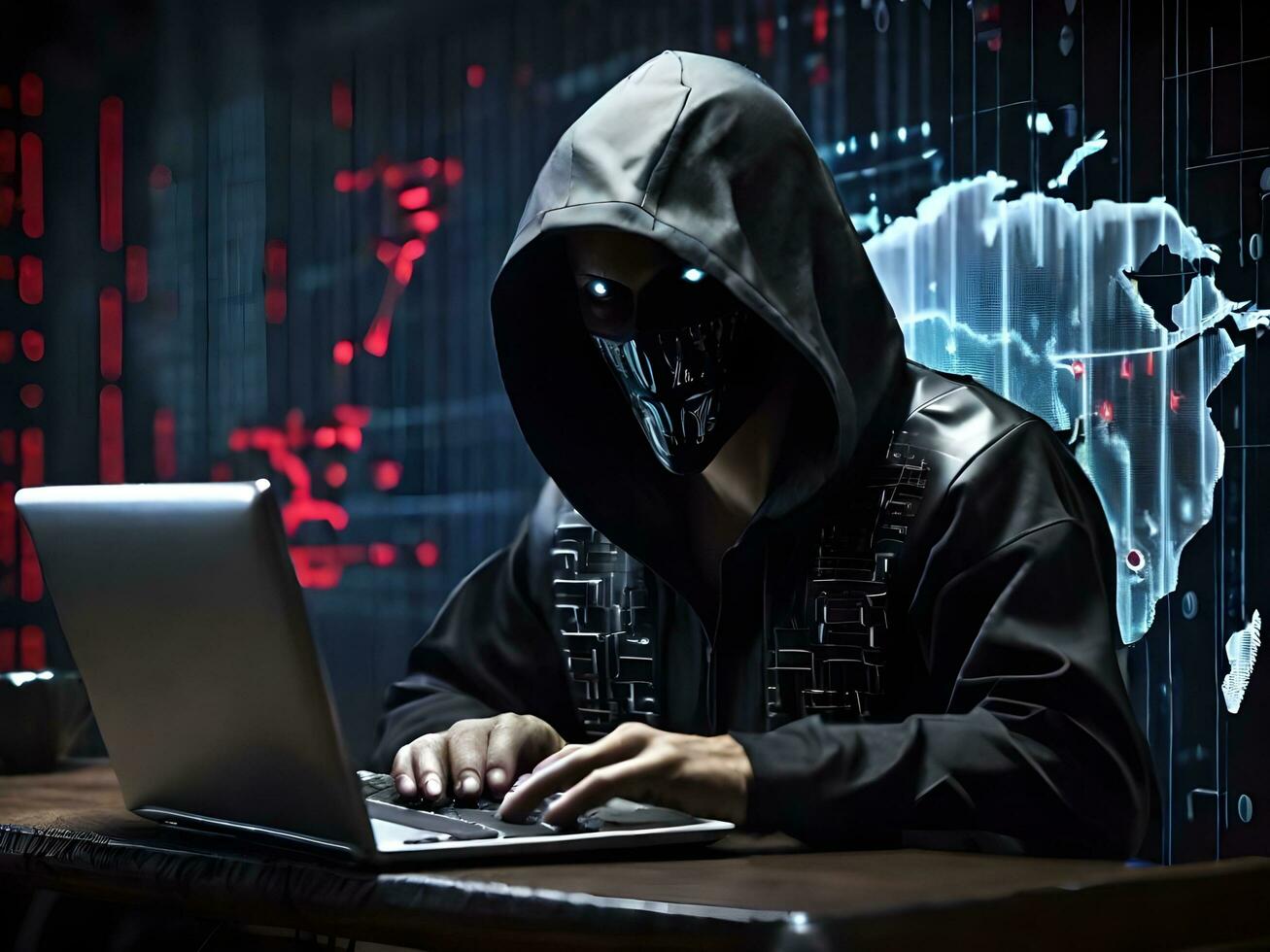 Internet segurança proteção a partir de hacker atacante cyber ataque ai gerar foto