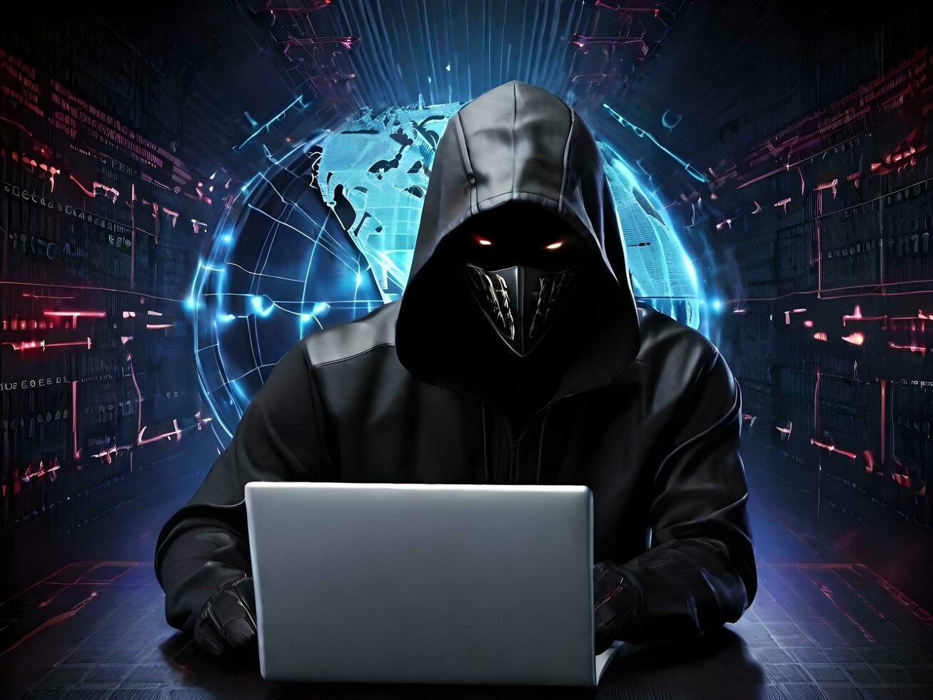 Internet segurança proteção a partir de hacker atacante cyber ataque ai gerar foto