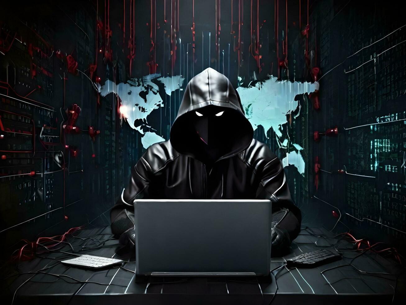 Internet segurança proteção a partir de hacker atacante cyber ataque ai gerar foto