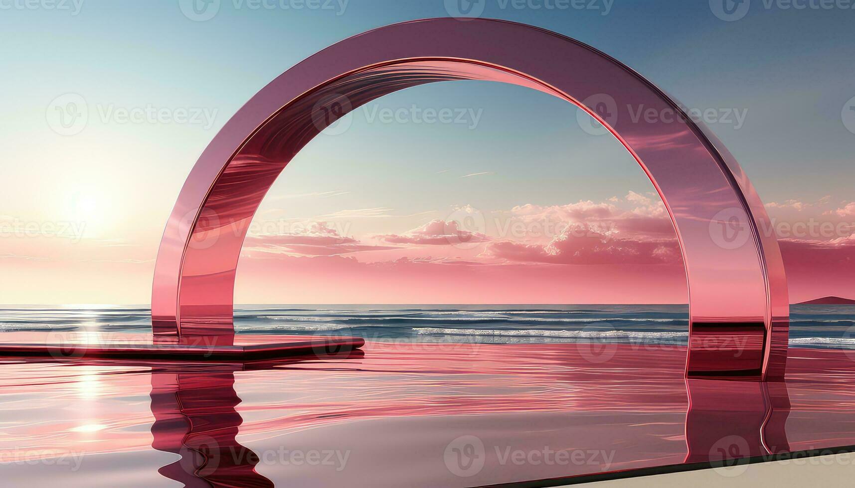 3d arco e árvores uma minimalista etapa visão ai gerado foto