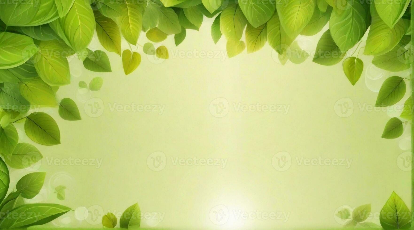 raios solares fundo fresco verde folhas quadro, fundo imagem, ai gerado foto