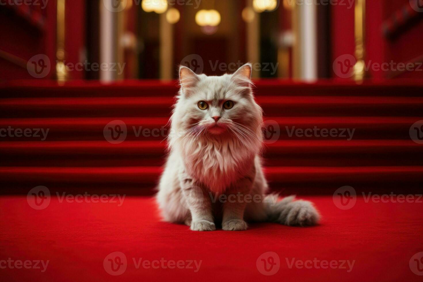 longo vermelho tapete para famoso gato. gerar ai foto