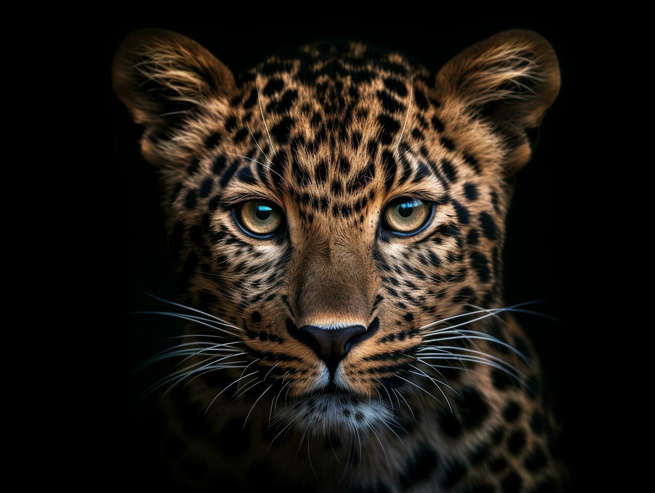 fechar acima retrato do leopardo. generativo ai foto