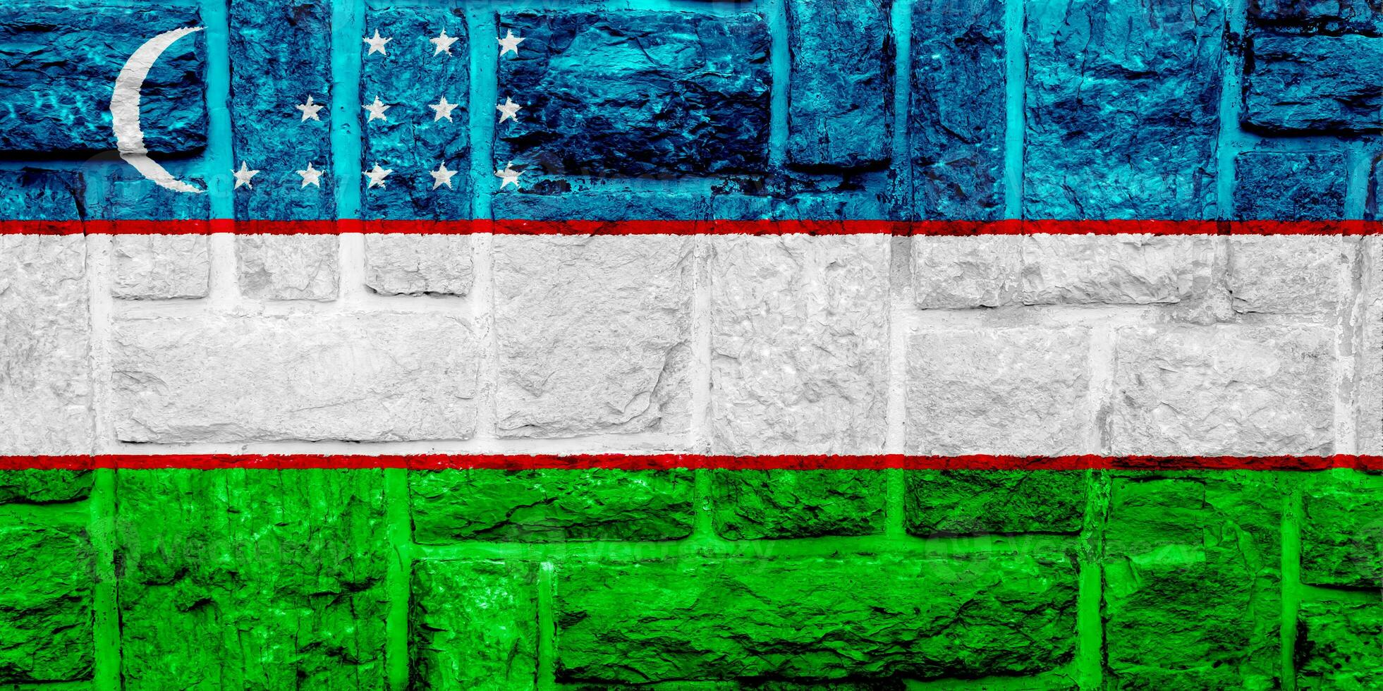 bandeira do república do uzbequistão em uma texturizado fundo. conceito colagem. foto