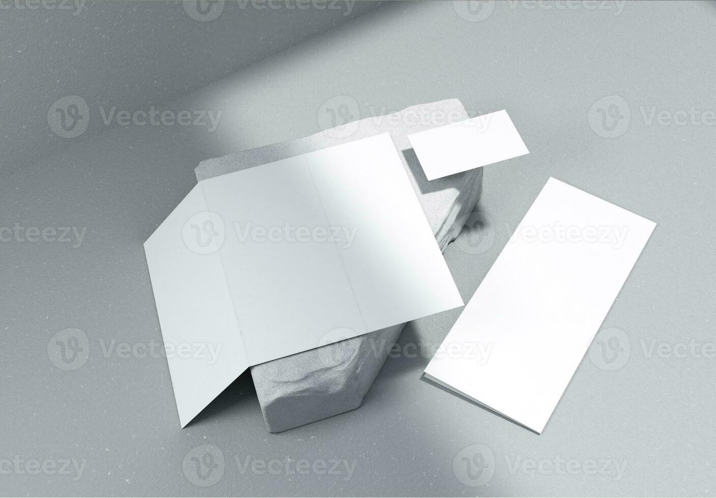realista em branco dobrável folheto e cor cartão, adequado para folheto Projeto apresentações. foto