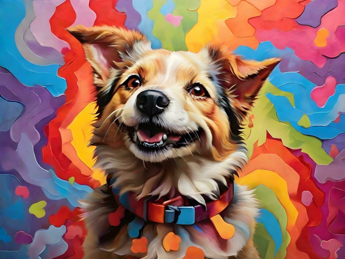 feliz cachorro com colorida fundo ai gerar foto