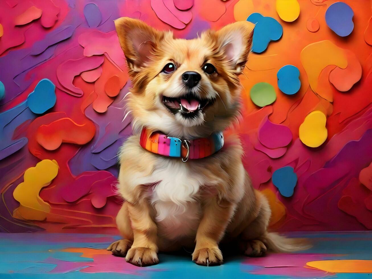 feliz cachorro com colorida fundo ai gerar foto