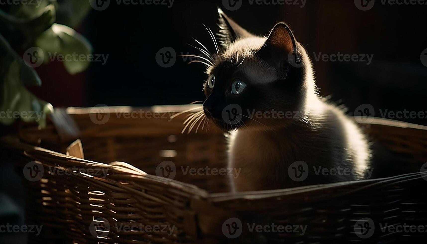 fofa gatinho sentado ao ar livre, olhando às Câmera com curiosidade gerado de ai foto