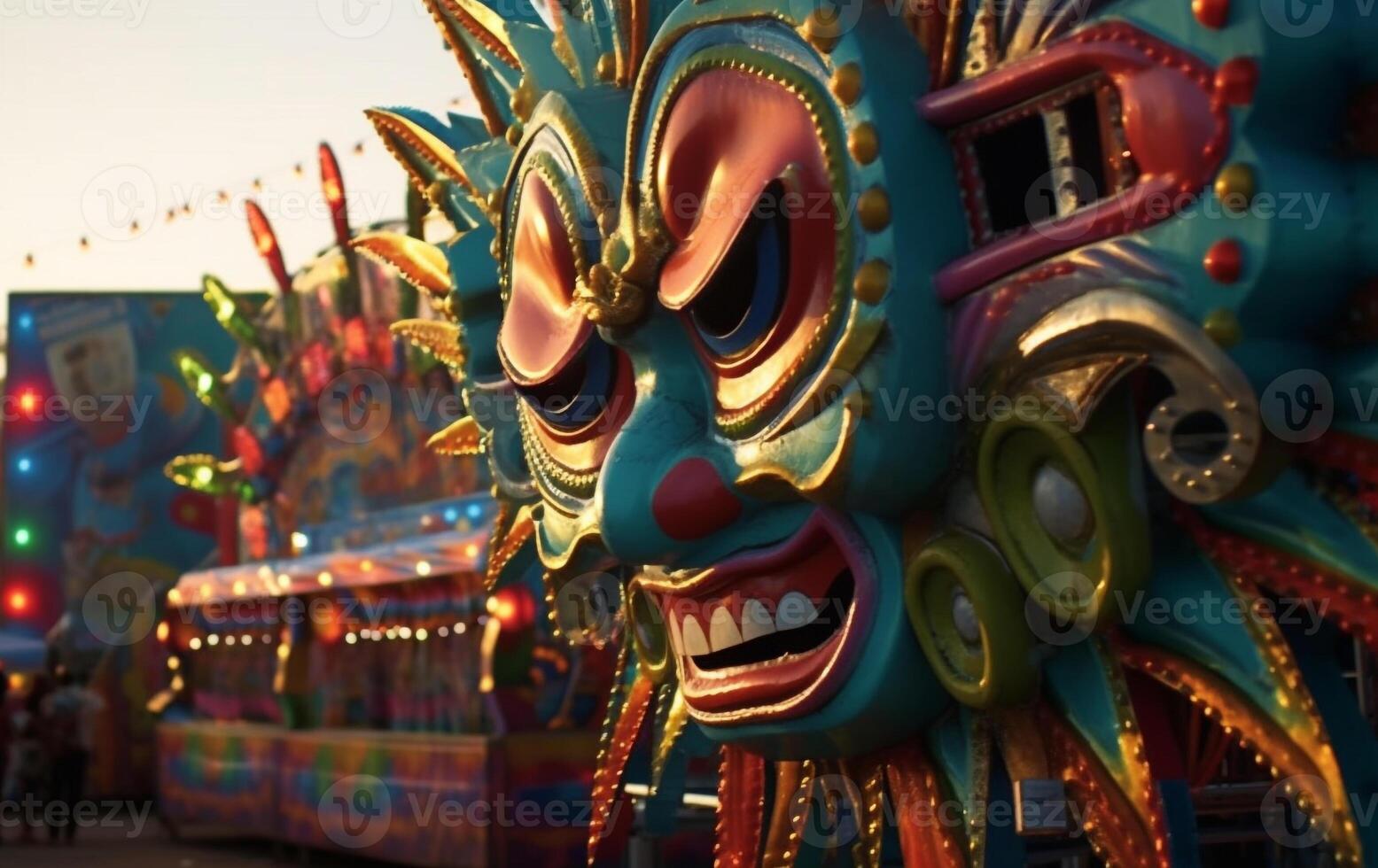 viajando carnaval, noite celebração, vibrante cores, iluminado Dragão, famoso ponto de referência gerado de ai foto