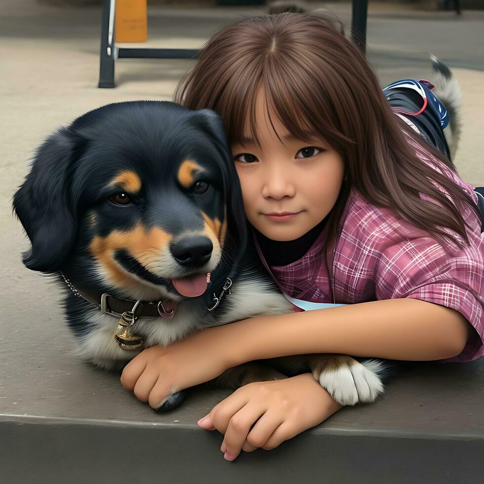 mulher feliz para jogar com fofa cachorros foto