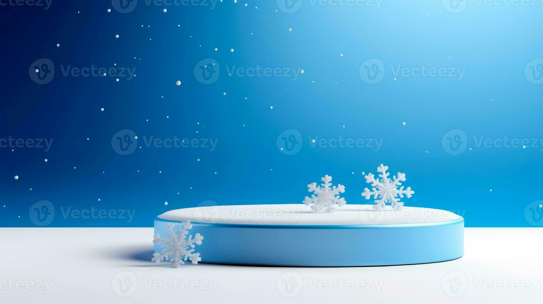 mínimo cena com bolas, neve, presentes e pinho árvores para Natal produtos apresentação. 3d render para social meios de comunicação. etapa decorado para Natal. ai generativo foto