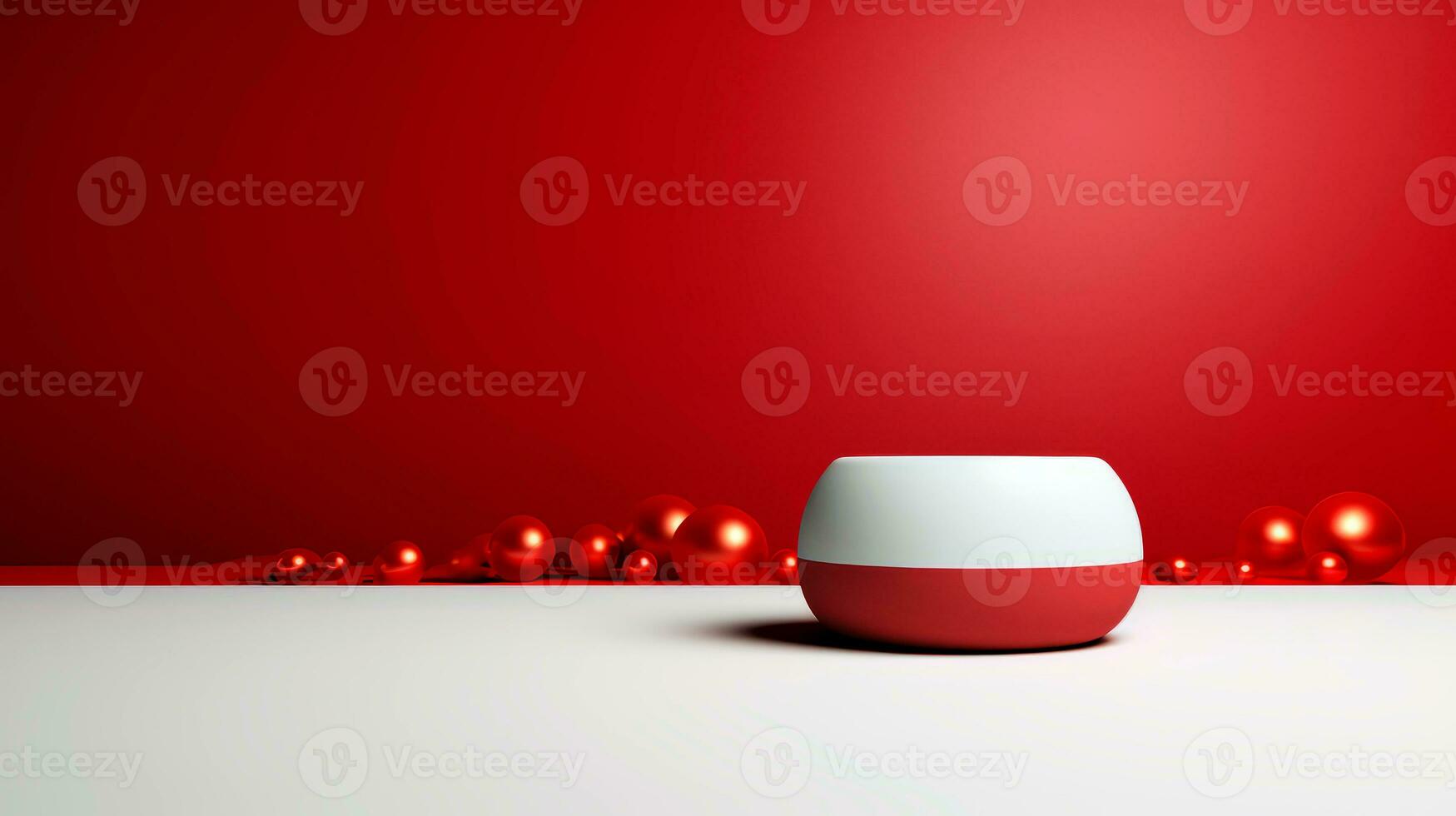 mínimo cena com bolas, neve, presentes e pinho árvores para Natal produtos apresentação. 3d render para social meios de comunicação. etapa decorado para Natal. ai generativo foto