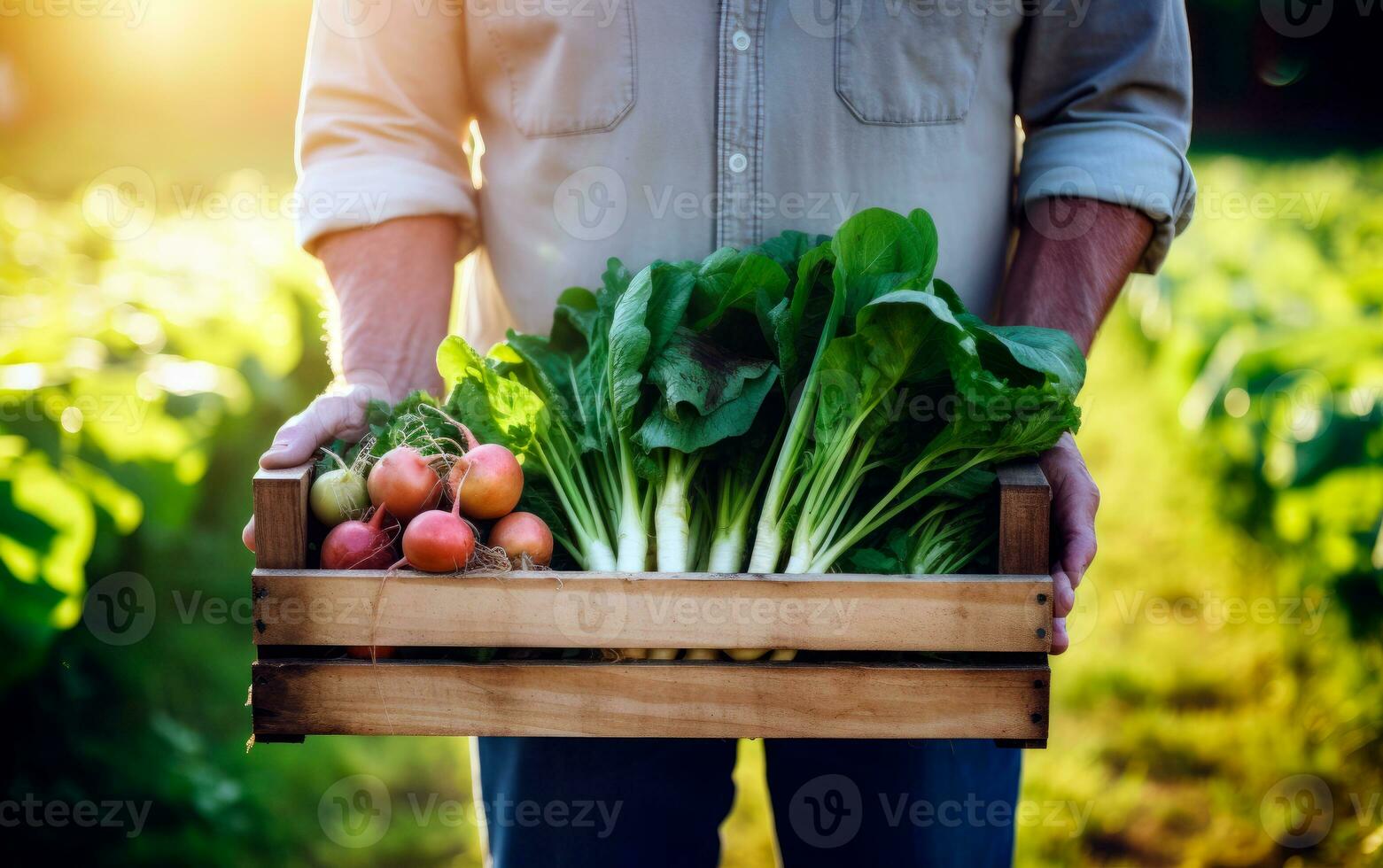 fechar-se foto do homem segurando uma cesta com fresco legumes. saudável e eco vida. comer saudável Comida. ai generativo