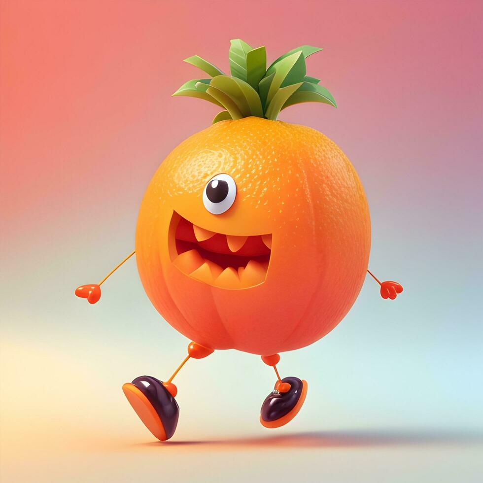 3d personagem este é uma andando, falando peça do fruta com uma espirituoso sentido do humor. foto