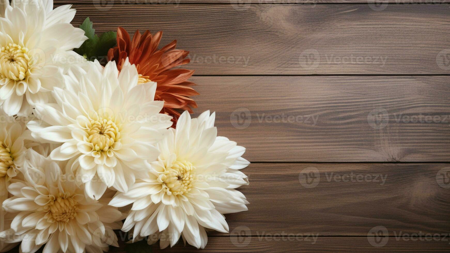 crisântemo flor em madeira fundo com cópia de espaço, ai generativo foto