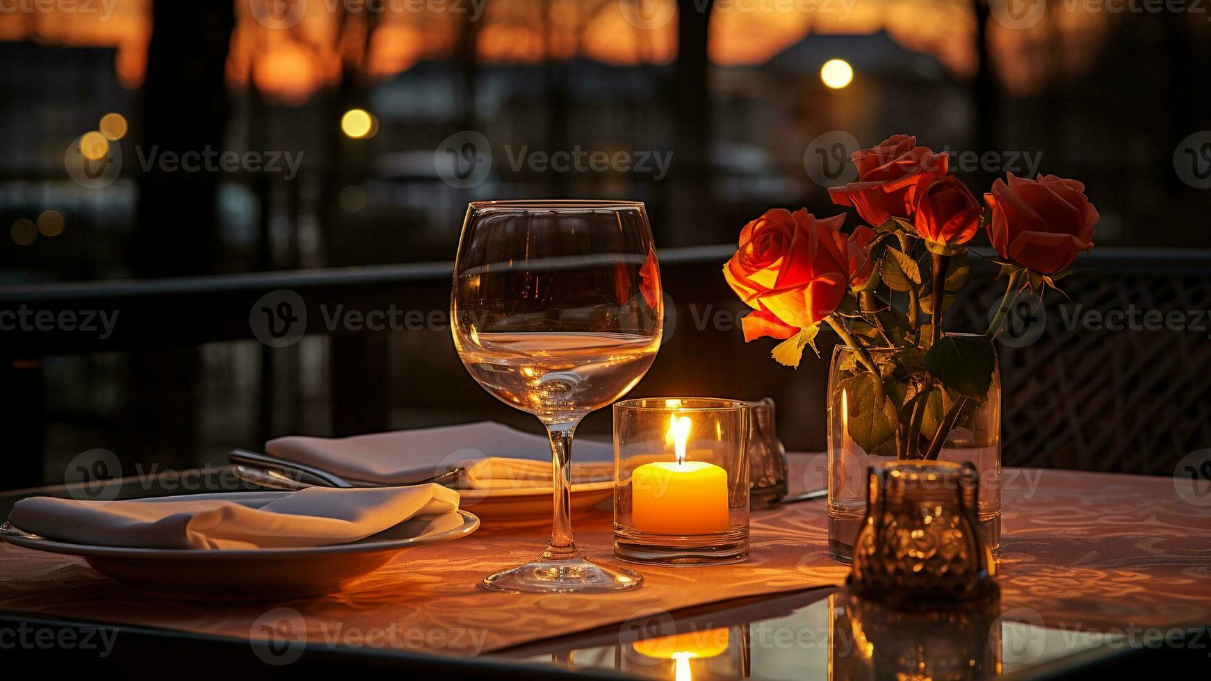 dia dos namorados dia romântico jantares elegante, ai generativo foto