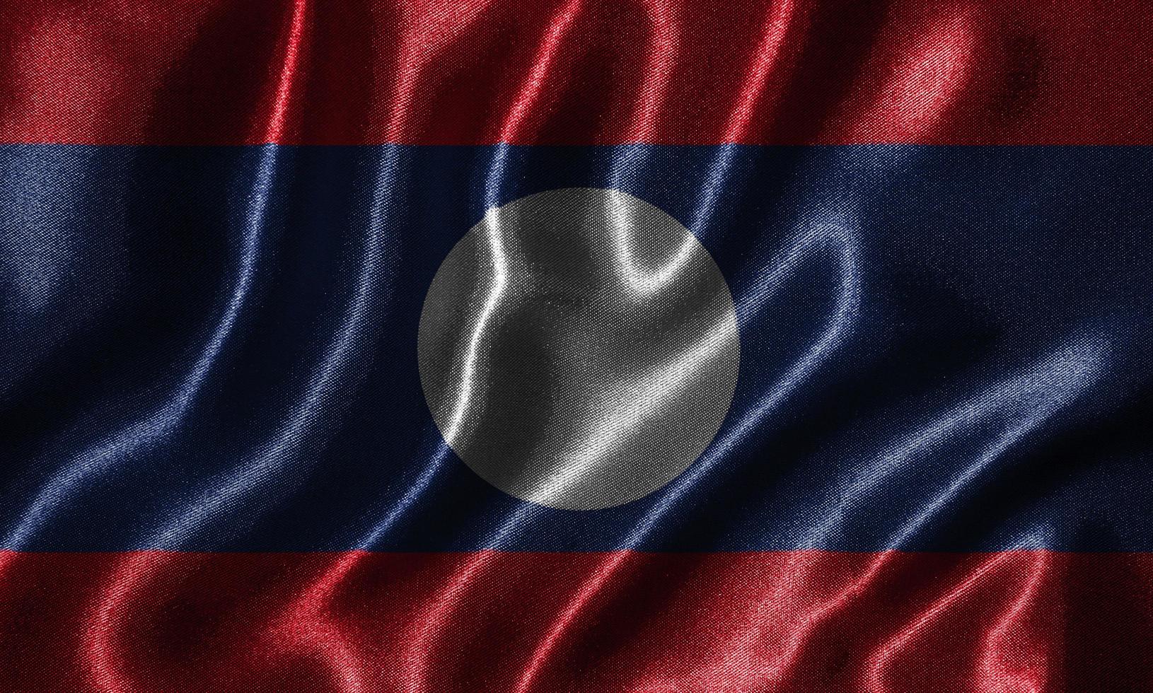 papel de parede por laos flag e agitando bandeira por tecido. foto