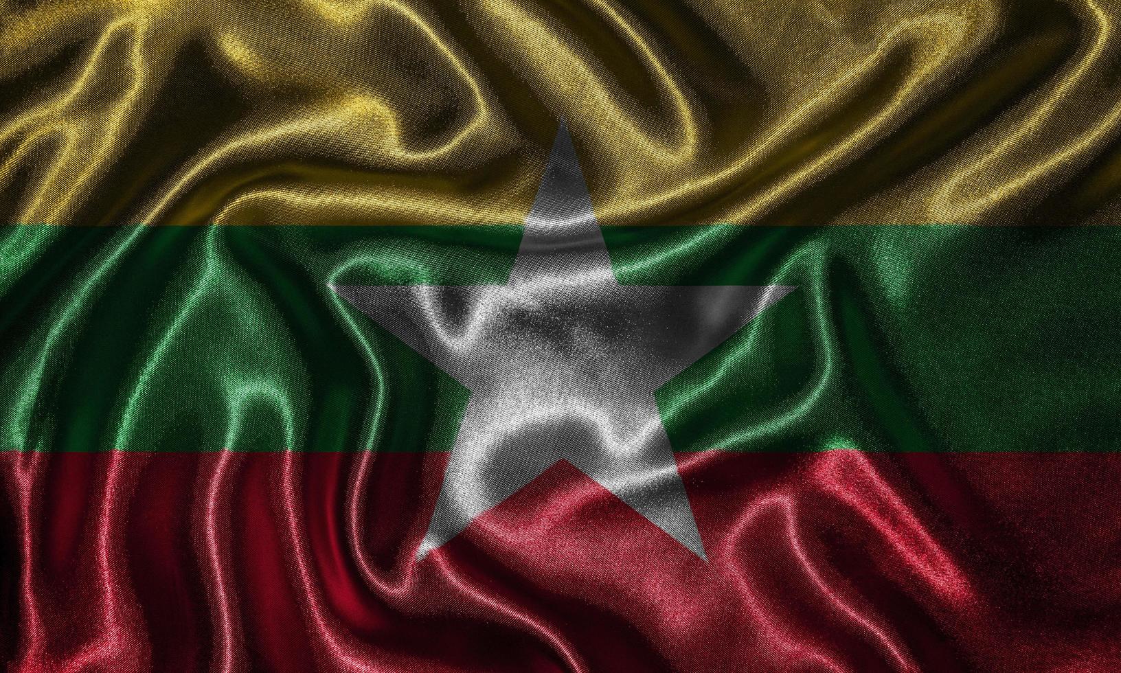 papel de parede por bandeira de myanmar e bandeira por tecido. foto