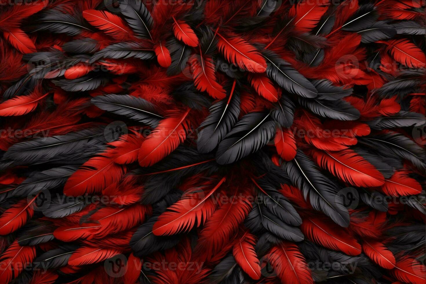 vermelho e Preto pena fundo, colorida pena papel de parede, penas fundo, fofo pena textura, pena padrão, pena textura, pele textura, ai generativo foto