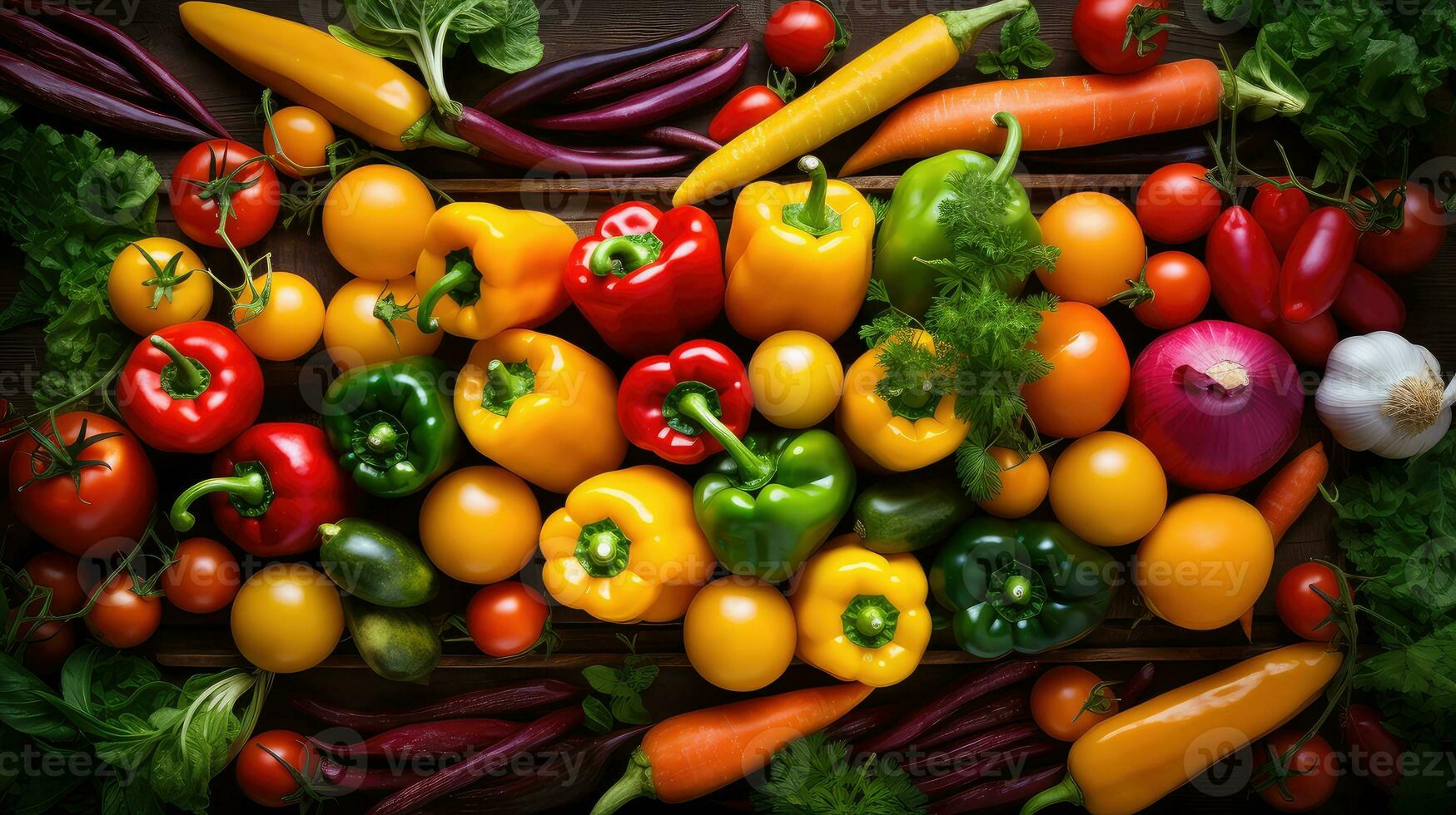 fundo quadro, Armação Comida fresco topo Visão ai gerado foto