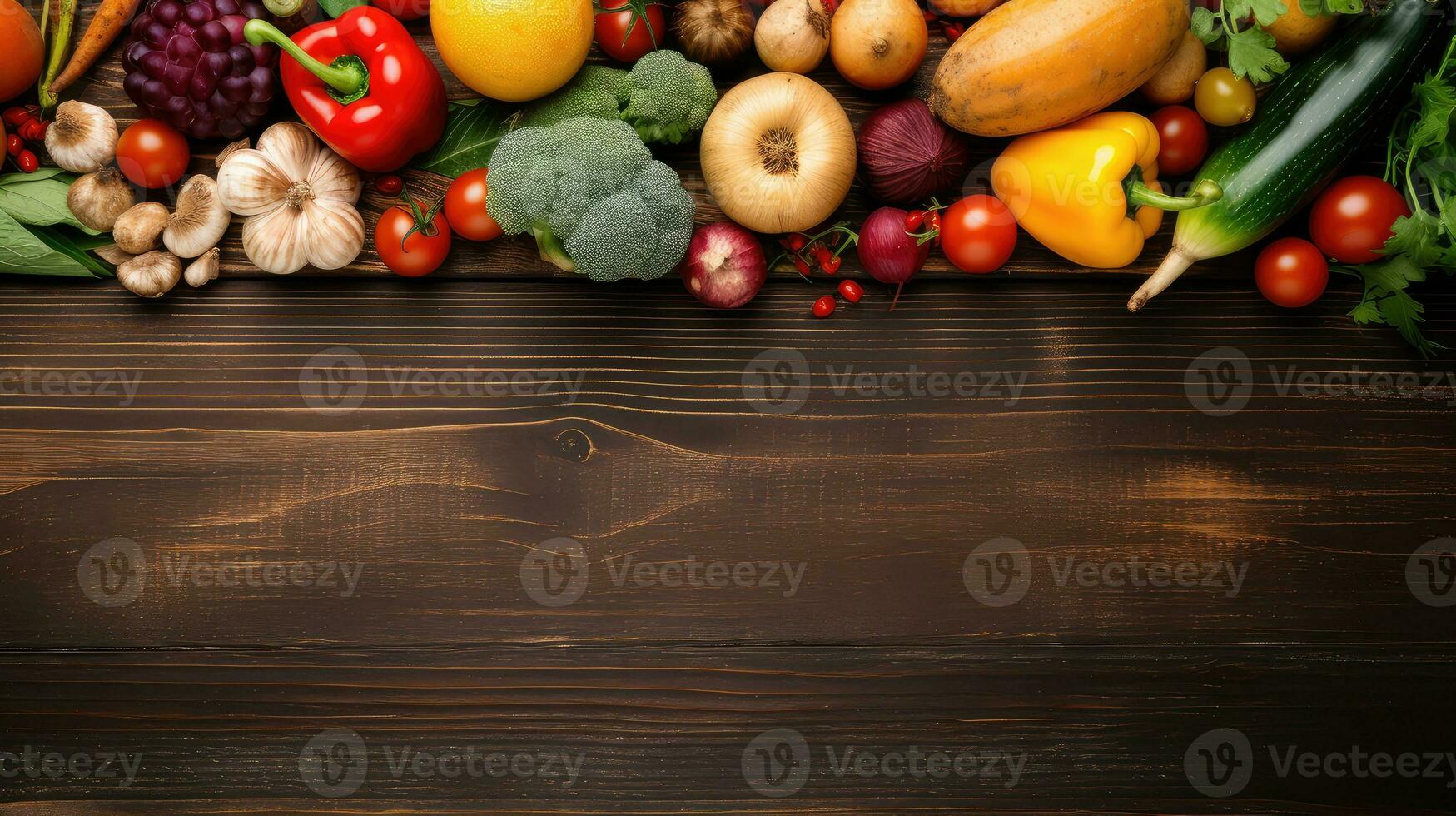 Fazenda quadro, Armação Comida fresco topo Visão ai gerado foto